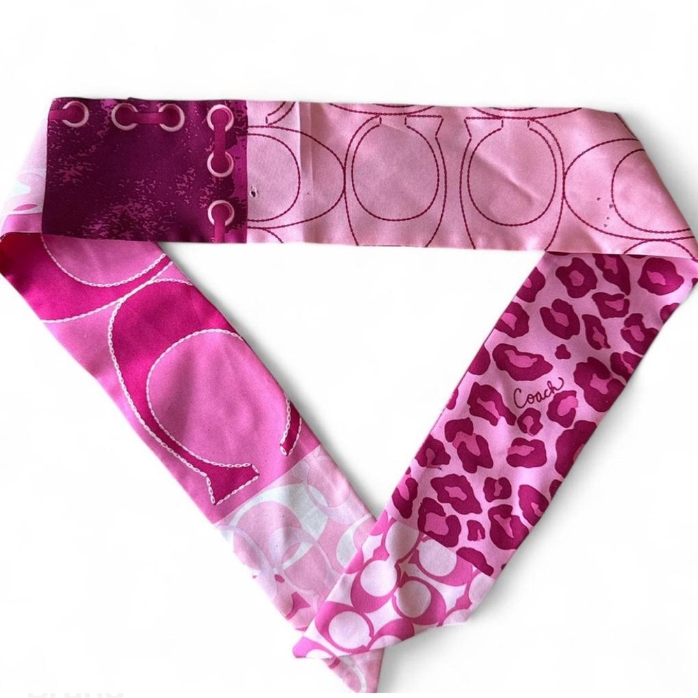 Coach Y2K Pink and Magenta Patterned Twilly Scarf - Picture 2 of 3